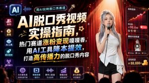 AI脱口秀视频实操指南,热门赛道涨粉变现嘎嘎香,用AI工具降本提效,打造高传播力的脱口秀内容-项目资源库