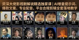 资深大佬影视剧解说精选独家课|AI增量提示词、爆款文案、专业配音、平台合规剪辑全套落地教学-项目资源库