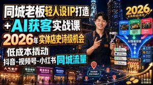同城老板轻人设IP打造+AI获客实战课，2026年实体店史诗级机会，低成本撬动抖音-视频号-小红书同城流量-项目资源库