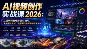 AI视频创作实战课2026:从提示词到电影级AI短片,掌握图片生成、视频制作与高级特效全流程-项目资源库