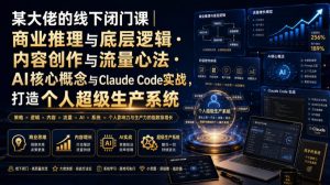 某大佬的线下闭门课|商业推理与底层逻辑・内容创作与流量心法・AI核心概念与Claude Code实战,打造个人超级生产系统【录音+图片】-项目资源库