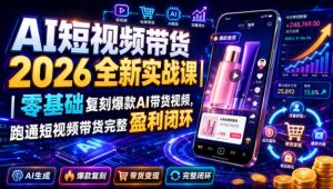 AI短视频带货2026全新实战课｜零基础复刻爆款AI带货视频，跑通短视频带货完整盈利闭环-项目资源库
