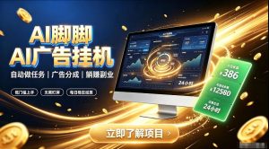 AI脚脚广告挂G|全自动被动副业,自动完成平台广告任务賺取广告分成【揭秘】-项目资源库