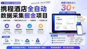 携程酒店全自动采集项目，全程自动浏览，可批量矩阵放大，单机日收300+【揭秘】-项目资源库