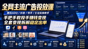 全网主流广告投放课，腾讯ADQ / 抖音 / 快手 / B 站实操教学，手把手教投手赚钱变现，全套变现拆解稳定出单-项目资源库