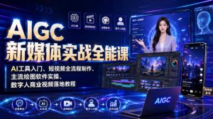 AIGC新媒体实战全能课|AI工具入门、短视频全流程制作、主流绘图软件实操、数字人商业视频落地教程-项目资源库