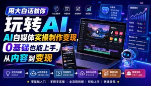 用大白话教你玩转AI，AI自媒体实操制作变现，0基础也能上手，从内容到变现-项目资源库