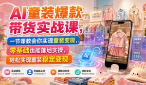 AI童装爆款带货实战课,一节课教会你实现童装变现,零基础也能落地实操-项目资源库
