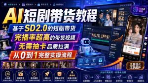 AI短剧带货教程，基于SD2.0的短剧带货，完播率超高的带货视频，无需抽卡品质拉满，从0到1完整实操流程-项目资源库