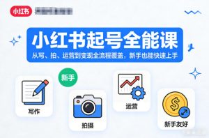 小红书起号全能课，从写、拍、运营到变现全流程覆盖，新手也能快速上手（更新）-项目资源库
