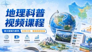 地理科普视频课程,某大佬倾力教学,伙伴计划、精选独家收益-项目资源库