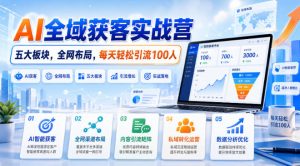 AI全域获客实战营,五大板块,全网布局,每天轻松引流100人-项目资源库