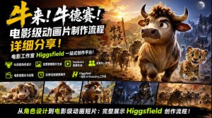 牛来!牛德赛!电影级动画片制作流程详细分享!电影工作室Higgsfield一站式创作平台,完整创作流程-项目资源库
