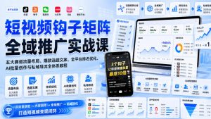 短视频钩子矩阵全域推广实战课|五大赛道流量布局、爆款选题文案、全平台排名优化、AI批量创作与私域导流全体系教程-项目资源库