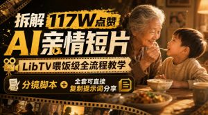 拆解117W点赞AI亲情短片,LibTV喂饭级全流程教学,分镜脚本+全套可直接复制提示词分享-项目资源库