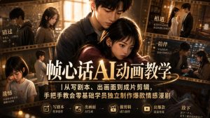 帧心话AI动画教学|从写剧本、出画面到成片剪辑,手把手教会零基础学员独立制作爆款情感漫剧-项目资源库