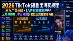 2026TikTok短剧出海实战课|IAA广告分账+IAP付费变现双模式,从账号搭建、平台规则到回款全流程落地教程-项目资源库