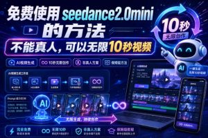 免费使用seedance2.0mini的方法,不能真人,可以无限10秒视频,9图+3音频参考-项目资源库