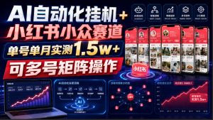 AI自动化挂G+小红书小众赛道，单号单月实测1.5w+，可多号矩阵操作【揭秘】-项目资源库