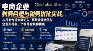 电商企业财务合规与税务优化实战,从行业合规大势切入,系统梳理增值税、企业所得税、个税等全税种要点-项目资源库