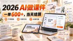 2026 AI做课件,一单600+,当天结算,不用露脸,无需引流,长期可做【揭秘】-项目资源库