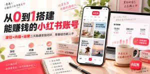 从0到1搭建能賺钱的小红书账号，定位+内容+运营三天跑通变现闭环-项目资源库