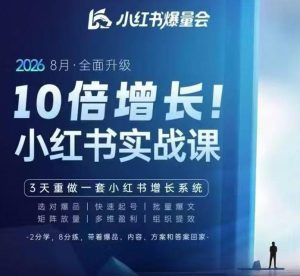 戴小胖·8月28-30号线下课视频20小时，小红书爆量会实战课，6大系统全新升级，3天重做一套小红书增长系统-项目资源库