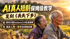 AI真人短剧保姆级教学，复刻《丧失下乡》，剧本分镜Seedance2.0生成视频，搞定人物一致性全流程实操-项目资源库