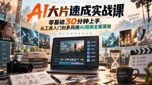 AI大片速成实战课｜零基础30分钟上手，从工具入门到多风格AI视频全案落地​-项目资源库