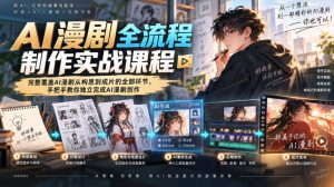 AI漫剧全流程制作实战课程，完整覆盖AI漫剧从构思到成片的全部环节，手把手教你独立完成AI漫剧创作-项目资源库