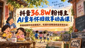 抖音36.8W粉博主AI童年怀旧故事动画课｜零基础做怀旧动画短片，吃透抖音精选收益变现玩法-项目资源库