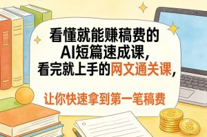 看懂就能賺稿费的AI短篇速成课，看完就上手的网文通关课，让你快速拿到第一笔稿费（更新8月）-项目资源库