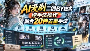 AI漫剧二创搬运技术,纯手法操作,融合20种去重手法-项目资源库