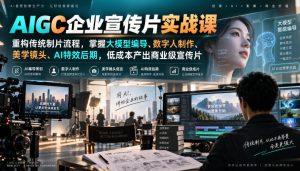 AIGC企业宣传片实战课,重构传统制片流程,掌握大模型编导、数字人制作、美学镜头、AI特效后期,低成本产出商业级宣传片-项目资源库
