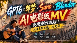 GPT6×即梦×Suno×Blender｜AI电影级MV完整制作流程！从音乐到运镜一次完成！-项目资源库