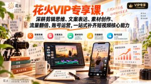 花火VIP专享课，深耕剪辑思维、文案表达、素材创作、流量翻倍、账号运营，一站式补齐短视频核心能力-项目资源库