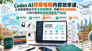 Codex AI跨境电商内容效率课，从零搭建商品与本土化信息库，拆解爆款出单逻辑，打造可复用自动化内容生产Skill-项目资源库