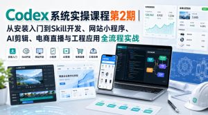 Codex系统实操课程第2期|从安装入门到Skill开发、网站小程序、AI剪辑、电商直播与工程应用全流程实战-项目资源库