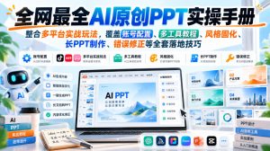 全网最全AI原创PPT实操手册,整合多平台实战玩法,覆盖账号配置、多工具教程、风格固化、长PPT制作、错误修正等全套落地技巧-项目资源库