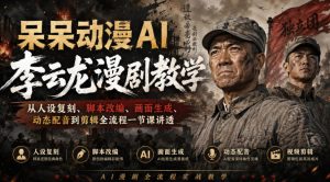 呆呆动漫AI李云龙漫剧教学，从人设复刻、脚本改编、画面生成、动态配音到剪辑全流程一节课讲透-项目资源库