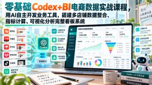零基础Codex+BI电商数据实战课程,用AI自主开发业务工具,搭建多店铺数据整合、指标计算、可视化分析完整看板系统-项目资源库
