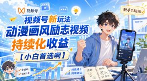 视频号新玩法动漫画风励志视频，持续化收益【小白首选啊】-项目资源库