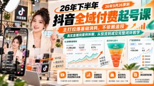 26年下半年抖音全域付费起号课26年9月26更新,主打拉爆基础消耗,不依赖追投,真实直播间案例拆解,从投流到成交完整闭环教学-项目资源库