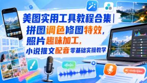 美图实用工具教程合集|拼图调色修图特效,照片趣味加工,小说推文配音零基础实操教学-项目资源库