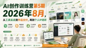 AI创作训练营第5期2026年8月,从工具实战到作品交付,再到个人IP闭环-项目资源库
