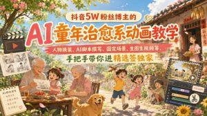 抖音5W粉丝博主的AI童年治愈系动画教学,人物换装、AI脚本撰写、固定场景、生图生视频等,手把手带你进精选签独家-项目资源库