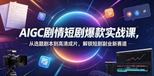 AIGC剧情短剧爆款实战课,从选题剧本到高清成片,解锁短剧副业新赛道(更新0906)-项目资源库